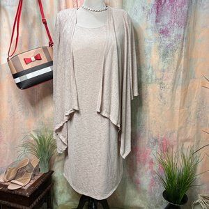 📌R & M Richards Knitted Dress with Attached Open Waterfall Front Cardigan